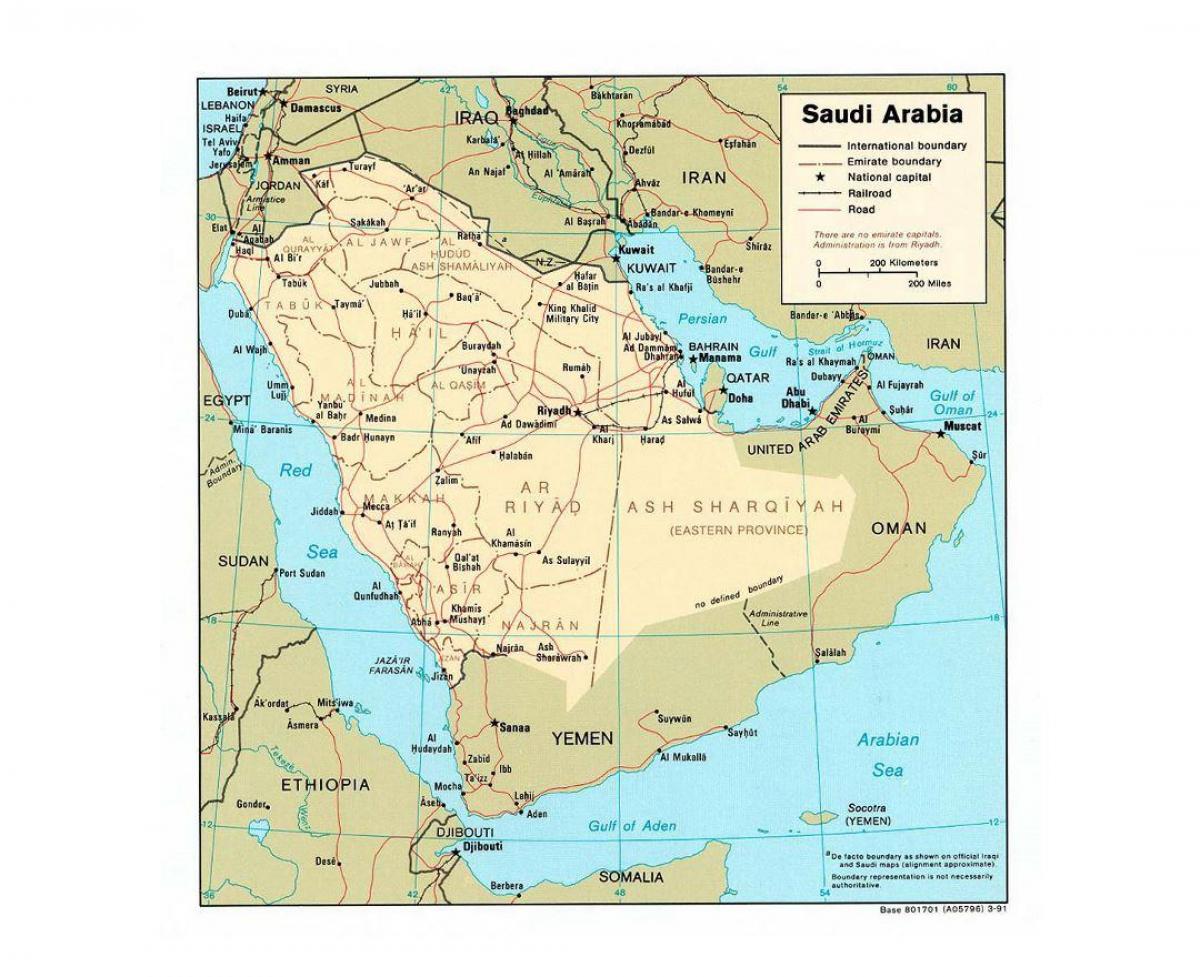 Саудовская Аравия карта с крупными городами