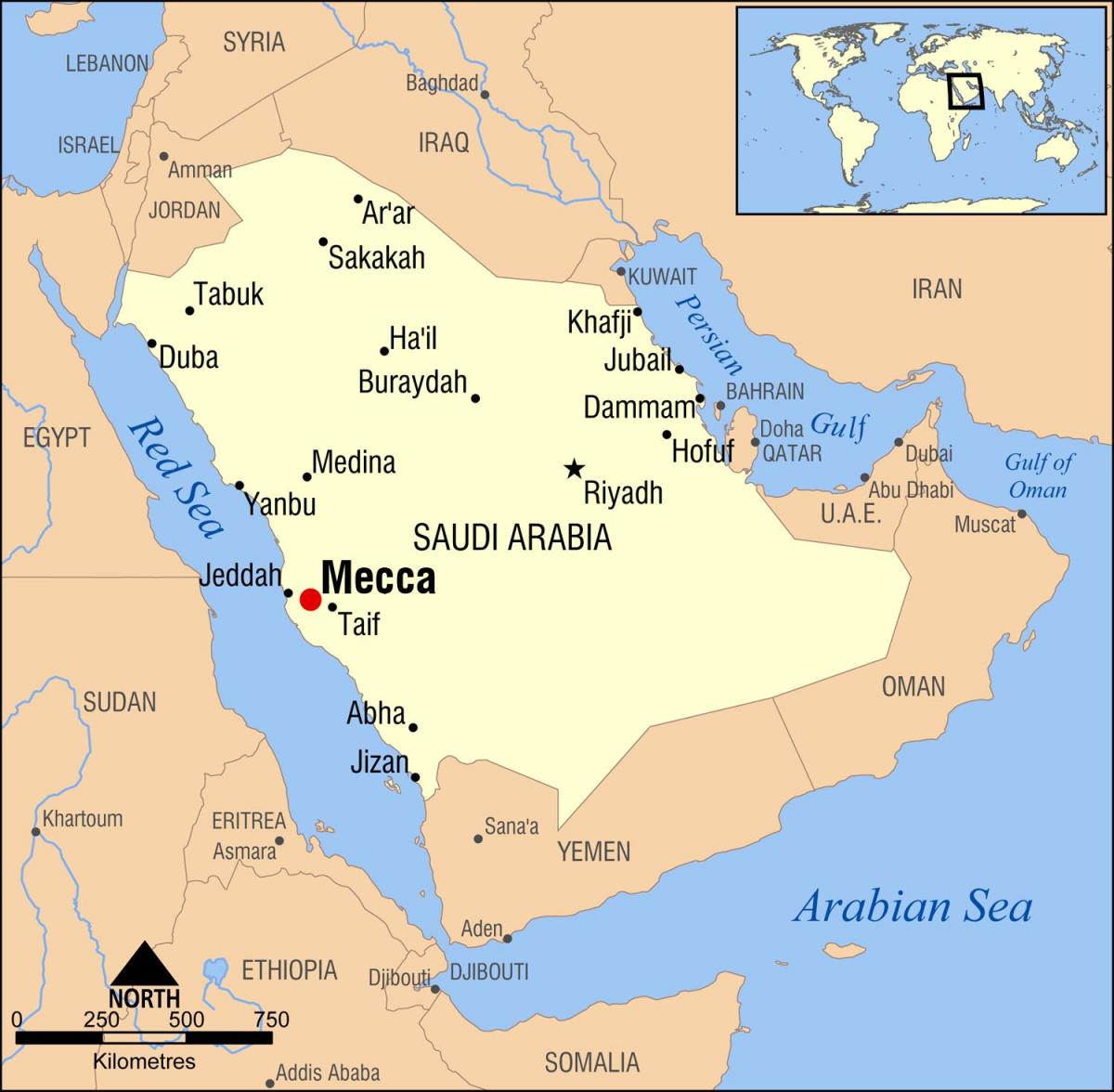 карта Мекка в Саудовской Аравии