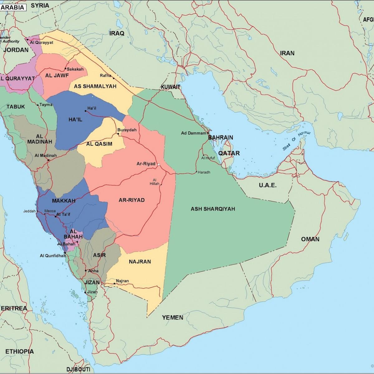 Карта Саудовской Аравии городах