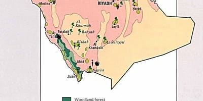 Карта Саудовская Аравия природные ресурсы